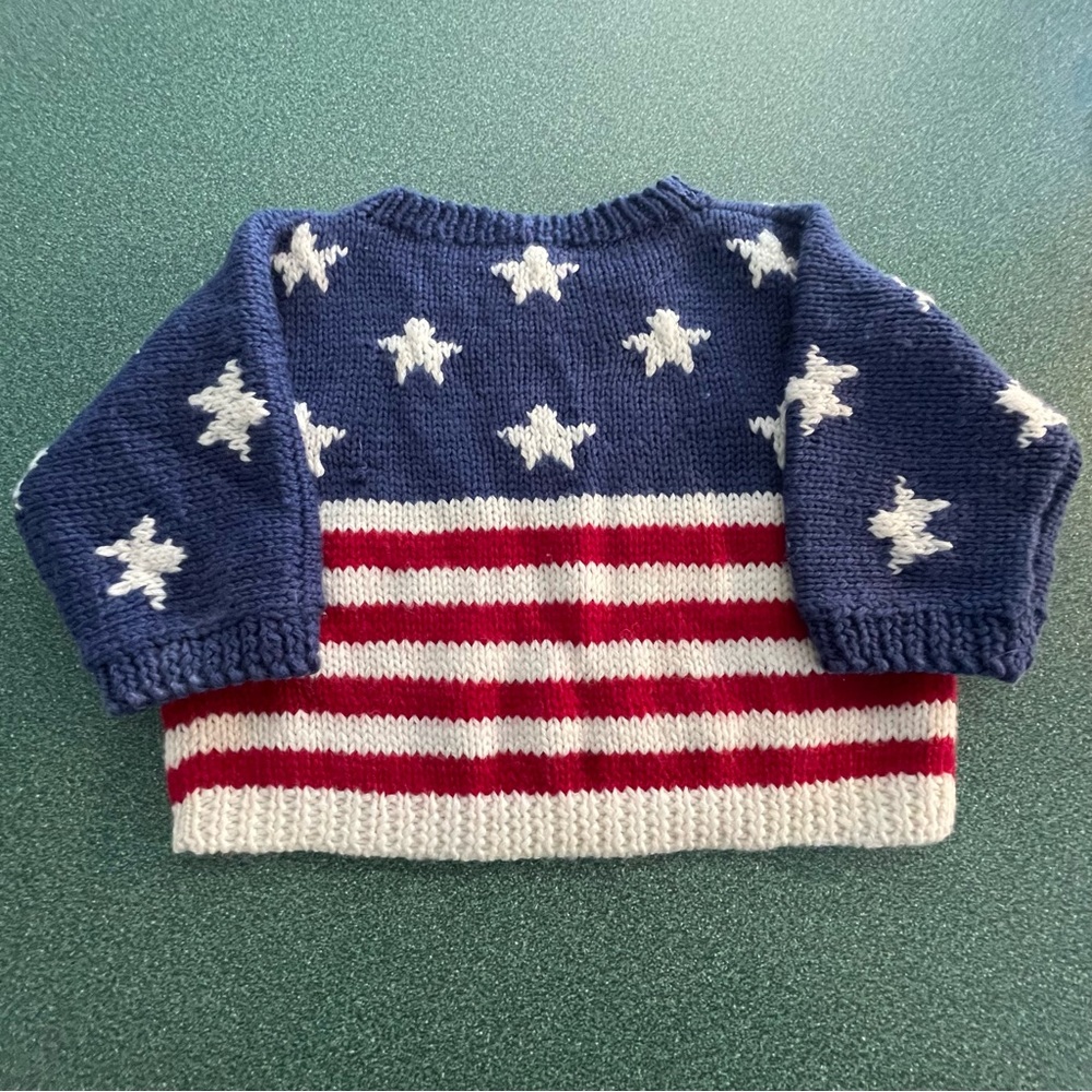 Hand knit Homemade USA Baby Sweater